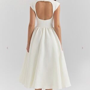 House of CB Debutante Ivory Open-Back Midi Dress